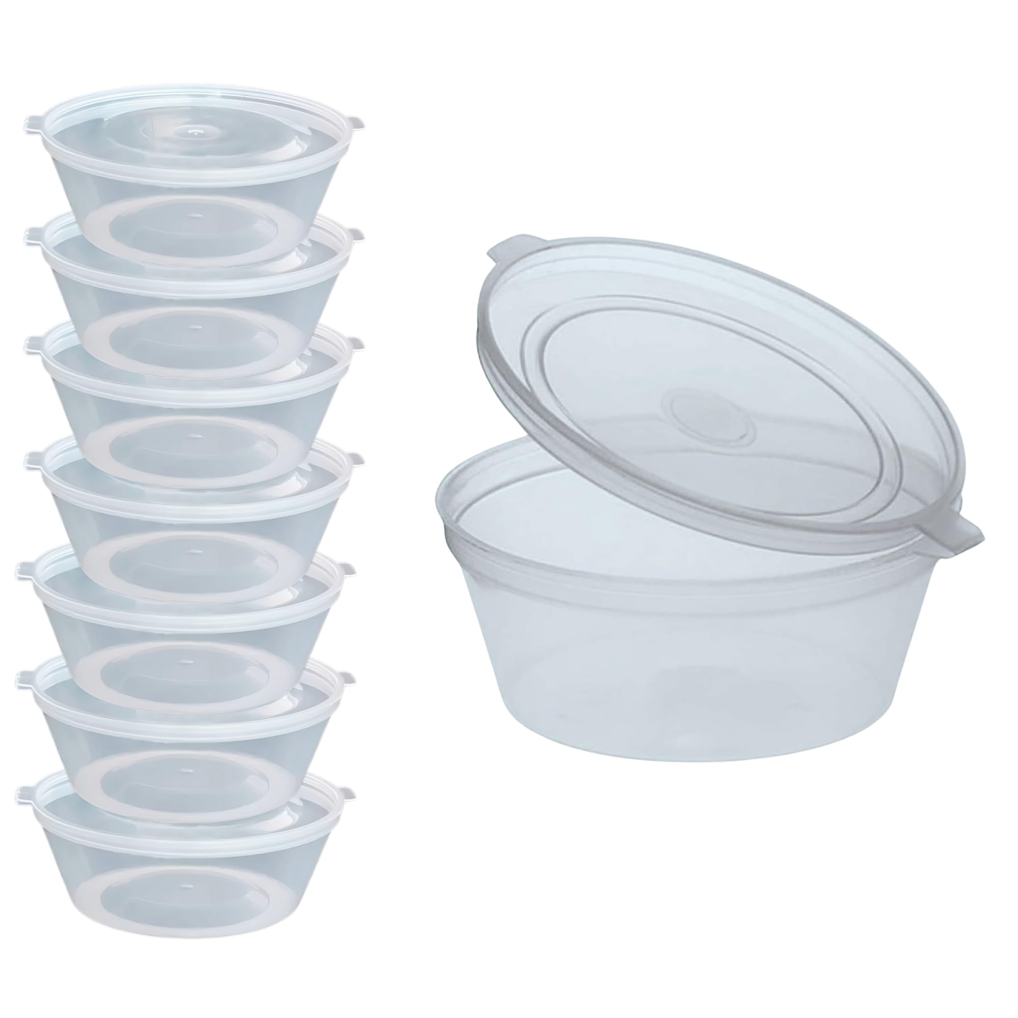 CaterCo 1000 Pack 6oz Hinged Plastic Sauce Pots - Clear Deli Portion Pots with Lids for Sauces, Ketchup Containers, Takeaways, Restaurant, Recyclable Portion, BPA-Free, Leakproof (6oz - 1000 Pack)