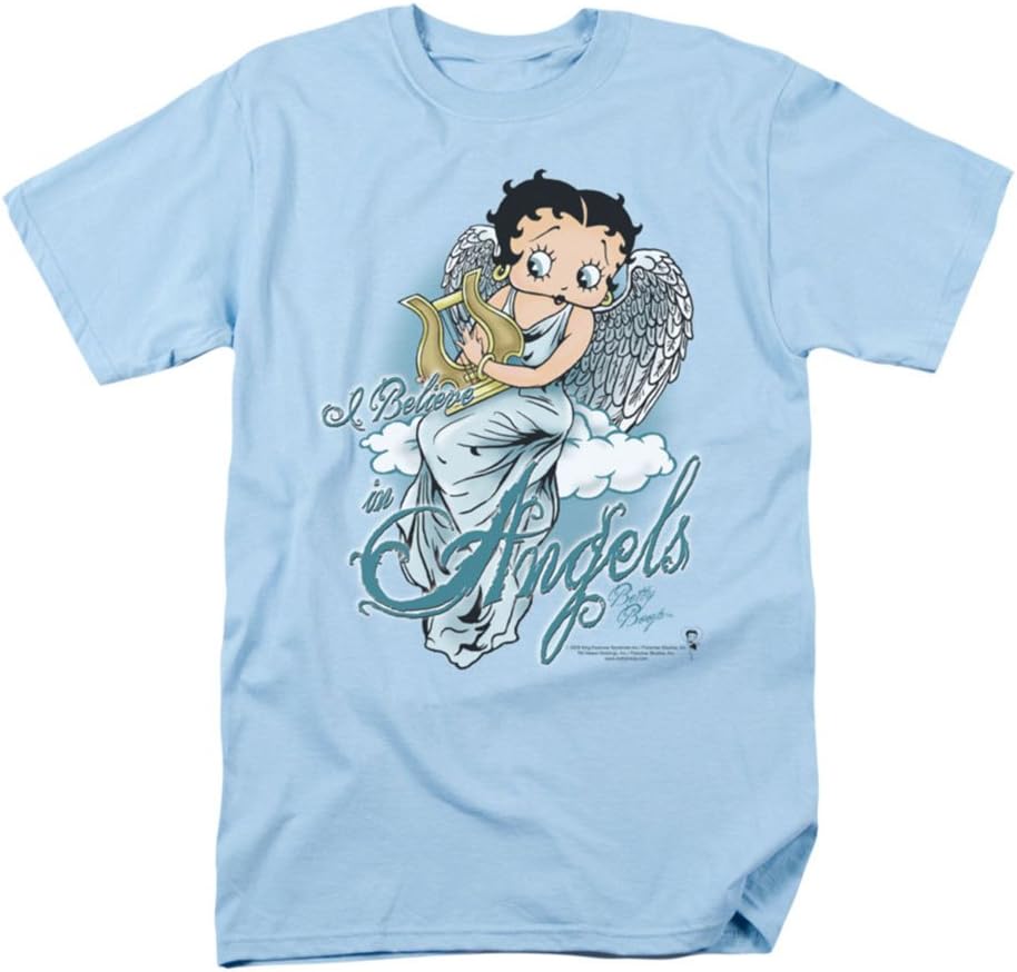 Betty Boop Men's I Believe in Angels T-Shirt Blue