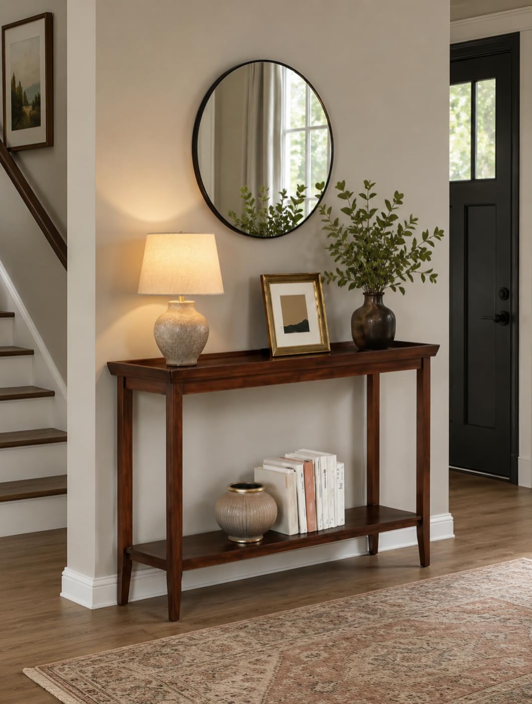 Solid Wood Console Table with Storage Shelf | Wooden Sofa Table Entryway Table for Living Room, Hallway & Bedroom Home Decor | Foyer Table (Matching Finish)-image-6