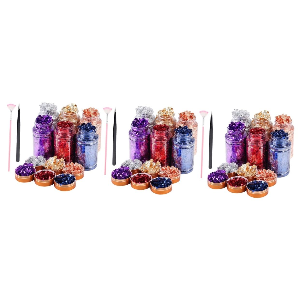 Housoutil 3 Juegos Lámina de oro para decoración de uñas. láminas de uñas arte de uñas copos de papel de aluminio para hacer joyas pegatinas de uñas decoraciones de uñas Flash