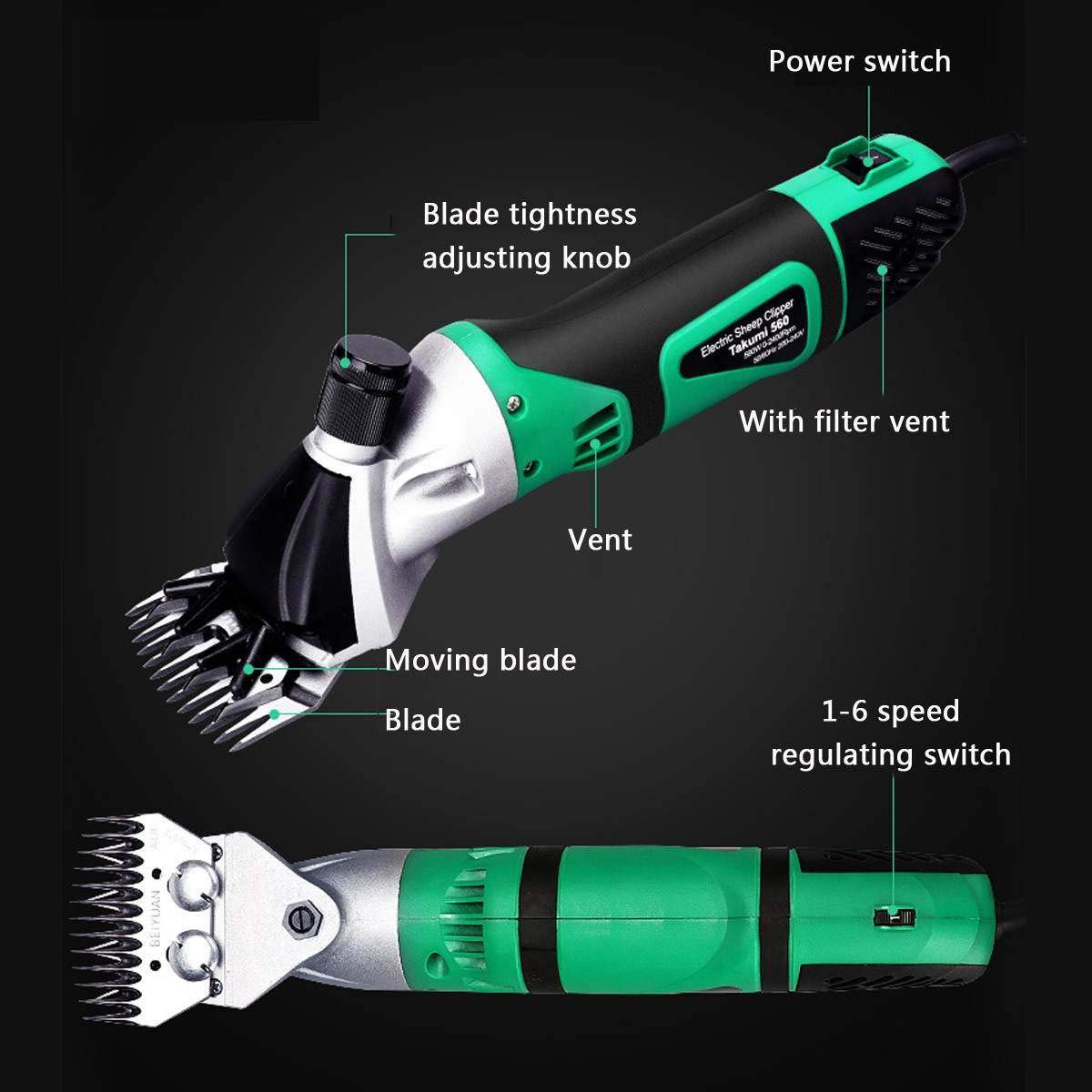 500W Esquiladora Eléctrica Profesional ara Oveja,esquiladora Para Ovejas Eficiente con 6 Velocidades, Para Afeitar Lana de Piel en Ovejas, Cabras, Ganado, Ganado de Granja, Mascotas,13straightteeth