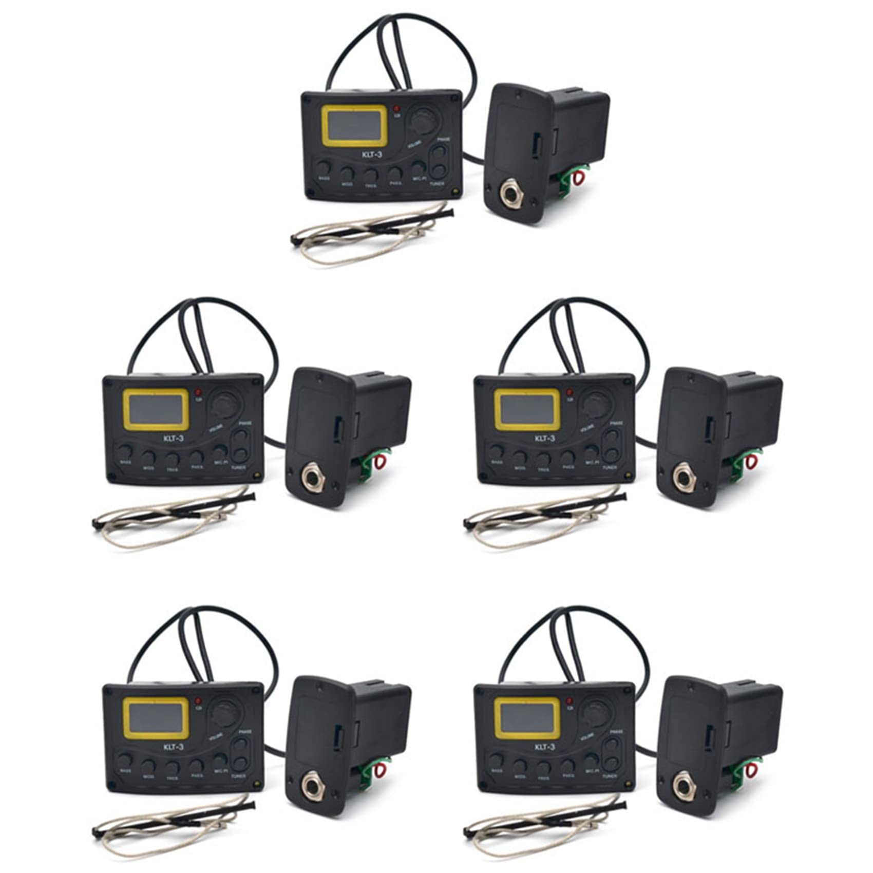 5X 4-pasmowy korektor Eq -3 gitara akustyczna gitara basowa przedwzmacniacz z cyfrowym tunerem gitarowym