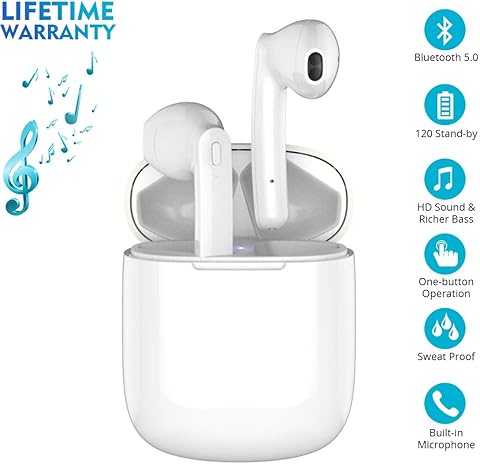 Mailiya True Wireless Earbuds, TWS Bluetooth 5.0 Headphones Automatic Pairing and Auto Power on/off Earphones HiFi Stereo Sound Sweat Proof Headsets with Charging Case