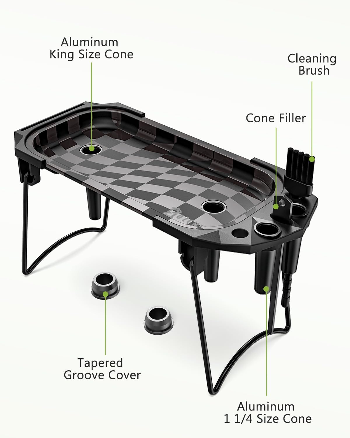 Premium Rolling Tray Set with Cone Loader and 4 Aluminum Cone Tubes, Cone Filler Roller Pre Roll Machine, Metal Rolling Machine for King Size, 1-1/4 Size and 70mm Cones