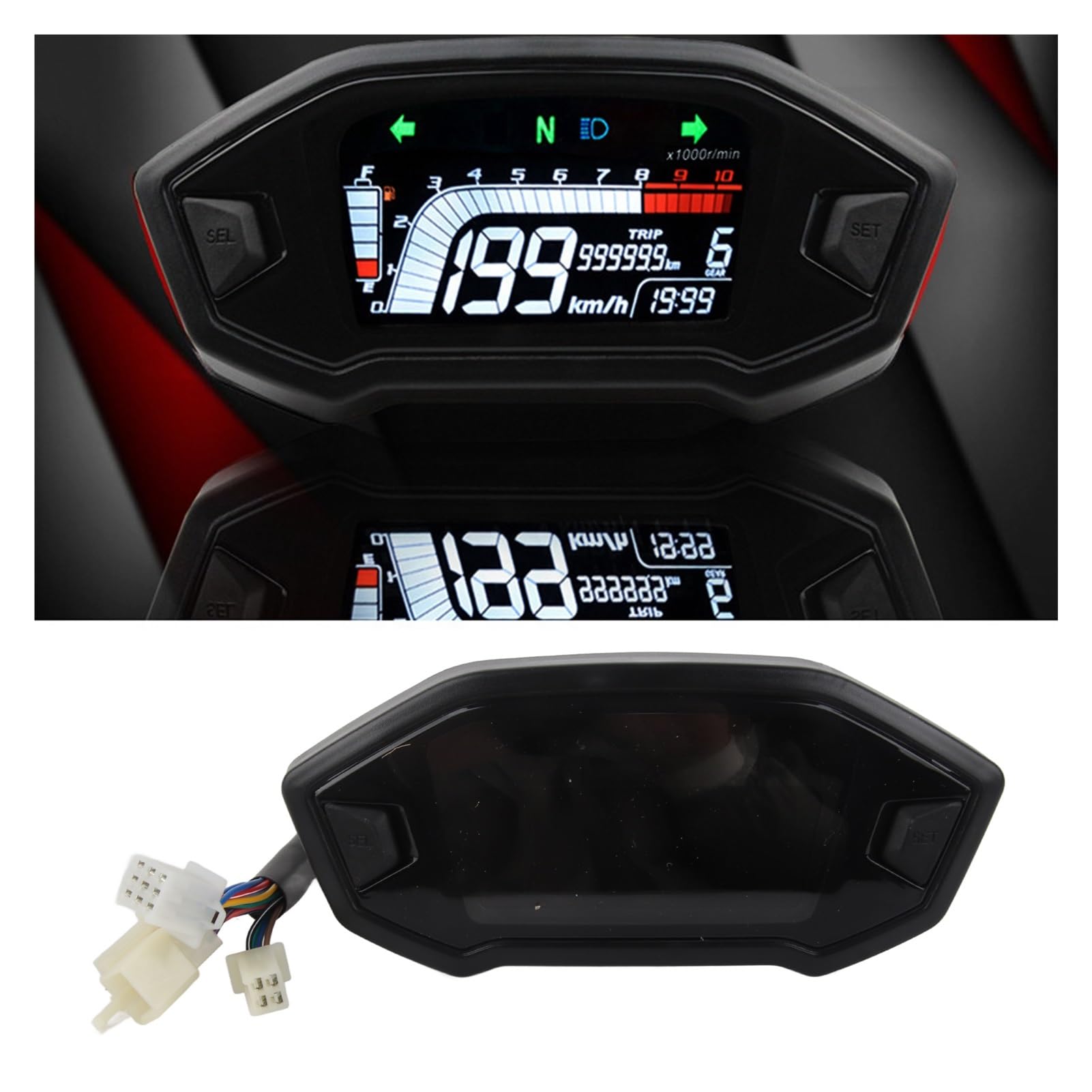 Velocímetro Digital para motocicleta con pantalla digital | Panel de instrumentos para motocicleta con pantalla digital, velocímetro, odómetro y tacómetro multifuncional.
