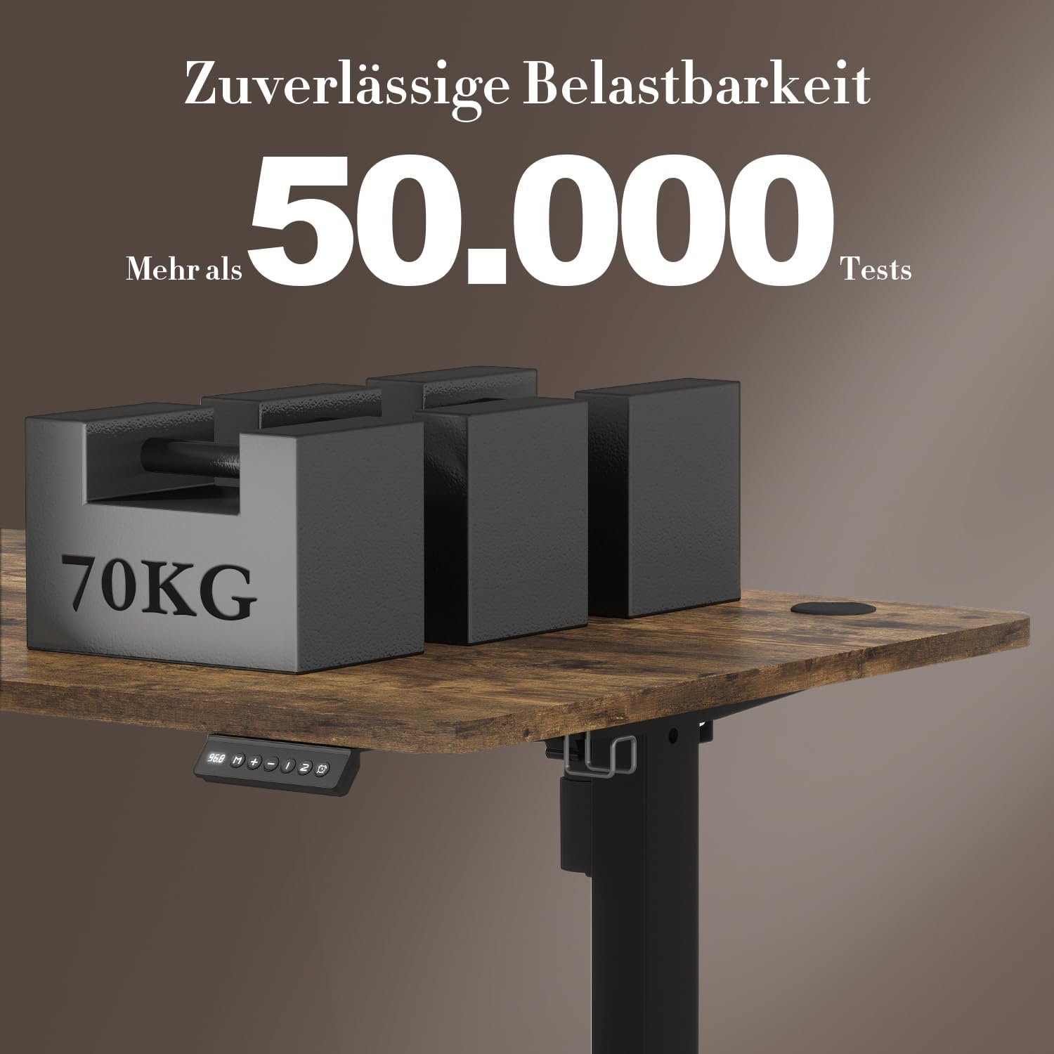 Airfish Höhenverstellbarer Schreibtisch 180x80cm mit USB-Buchse, Schreibtisch Höhenverstellbar Elektrisch mit Memory Funktion, 73-118cm, Dunkelbraun