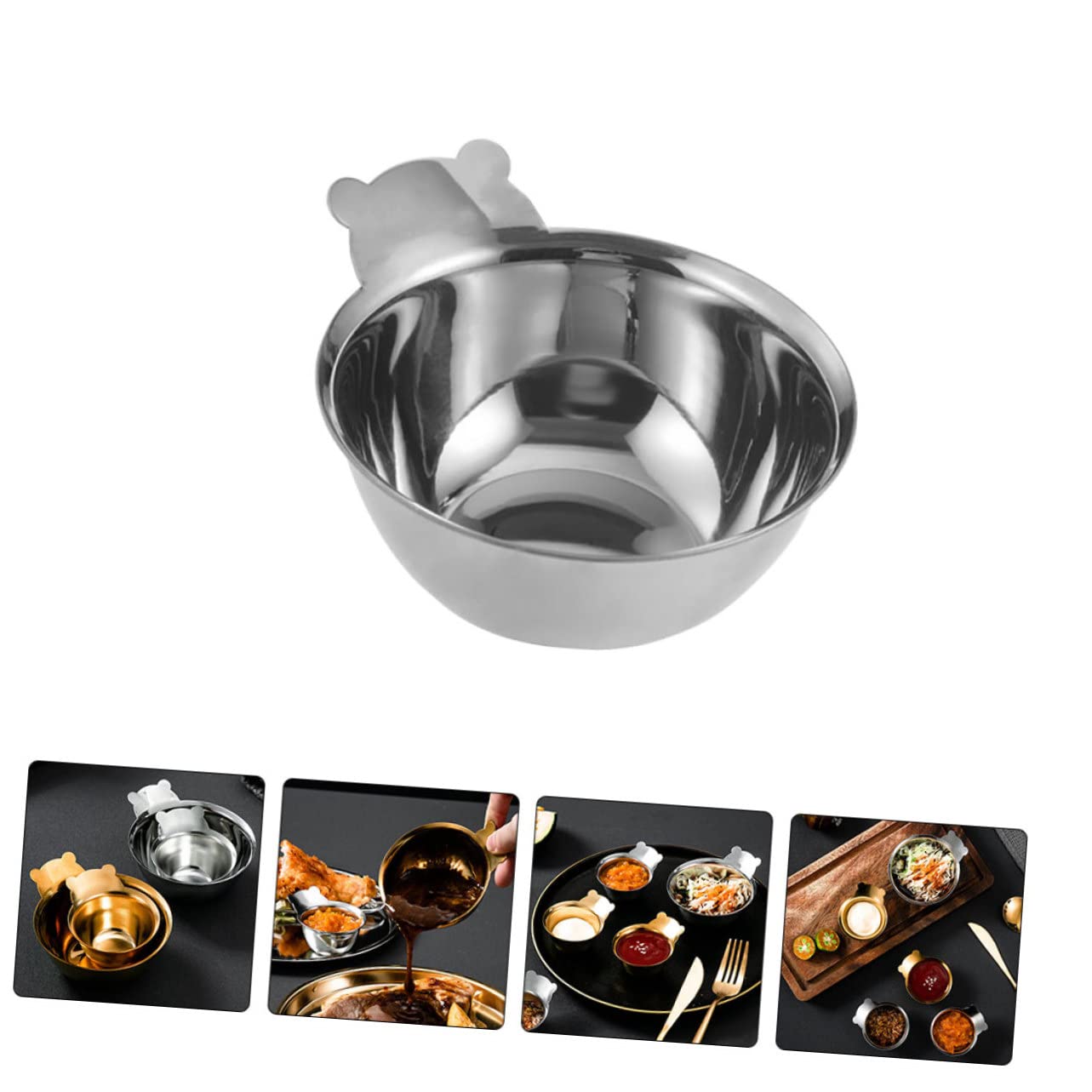 Set 8 Piatti Salsa In Acciaio Inox 8,1 Cm - Mini Ciotole Per Sushi