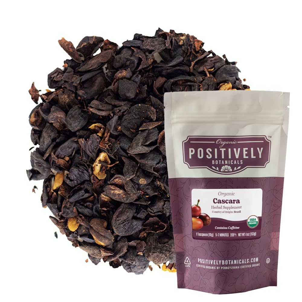Organic Positively Botanicals Company, Cascara, Herbal Tea Loose Leaf Botanical, 4 OunceUSDA Organic