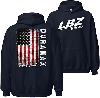Aggressive Thread LBZ Duramax Hoodie Diesel Truck American Flag Pullover Mens Hooded Sweatshirt Black