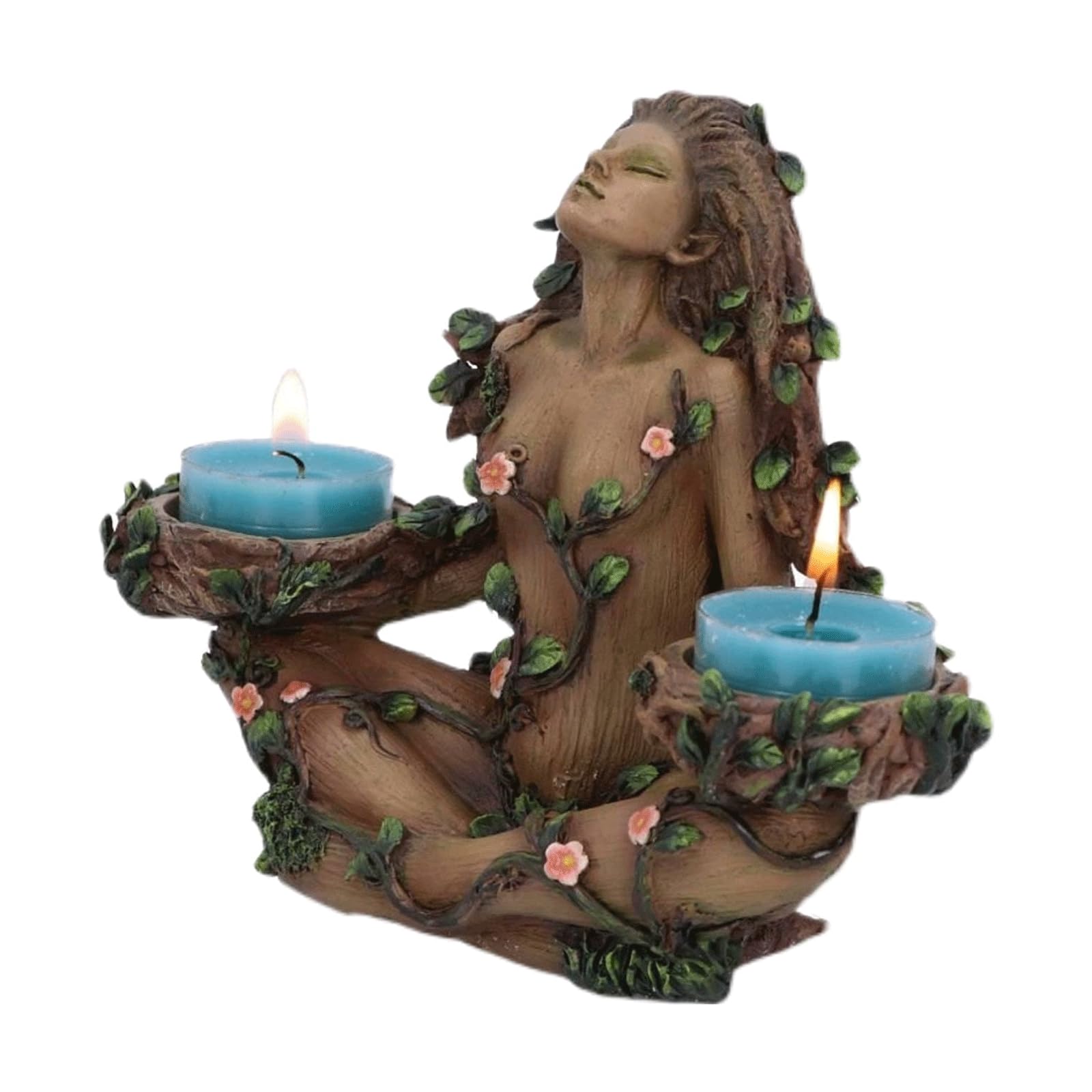 Portavelas vintage para centro de mesa, candelabro de resina de la diosa del bosque para decoración del hogar, soporte único para velas para regalo de casa nueva