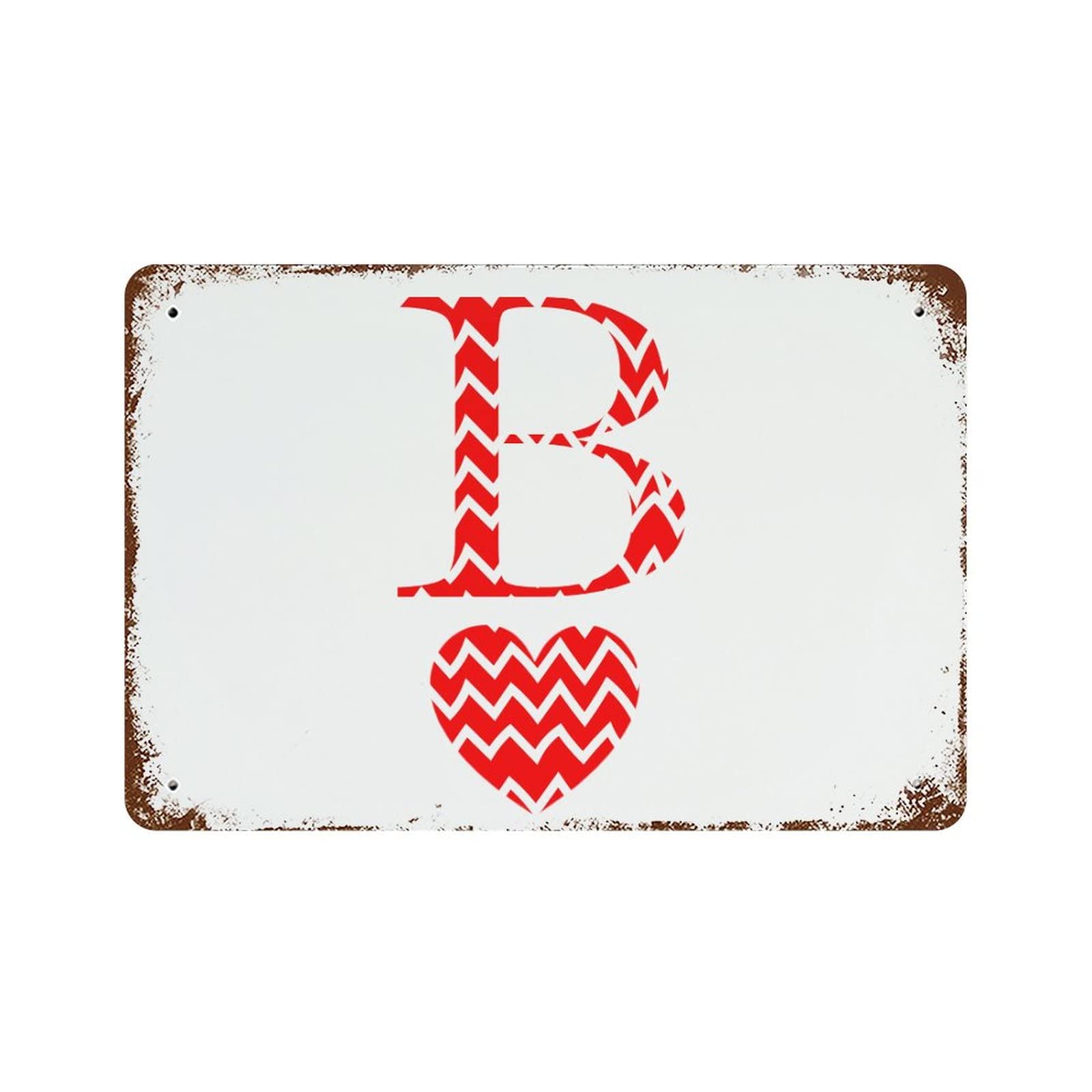 Plaque en métal lettre B monogramme cœur vintage pour décoration extérieure de pelouse