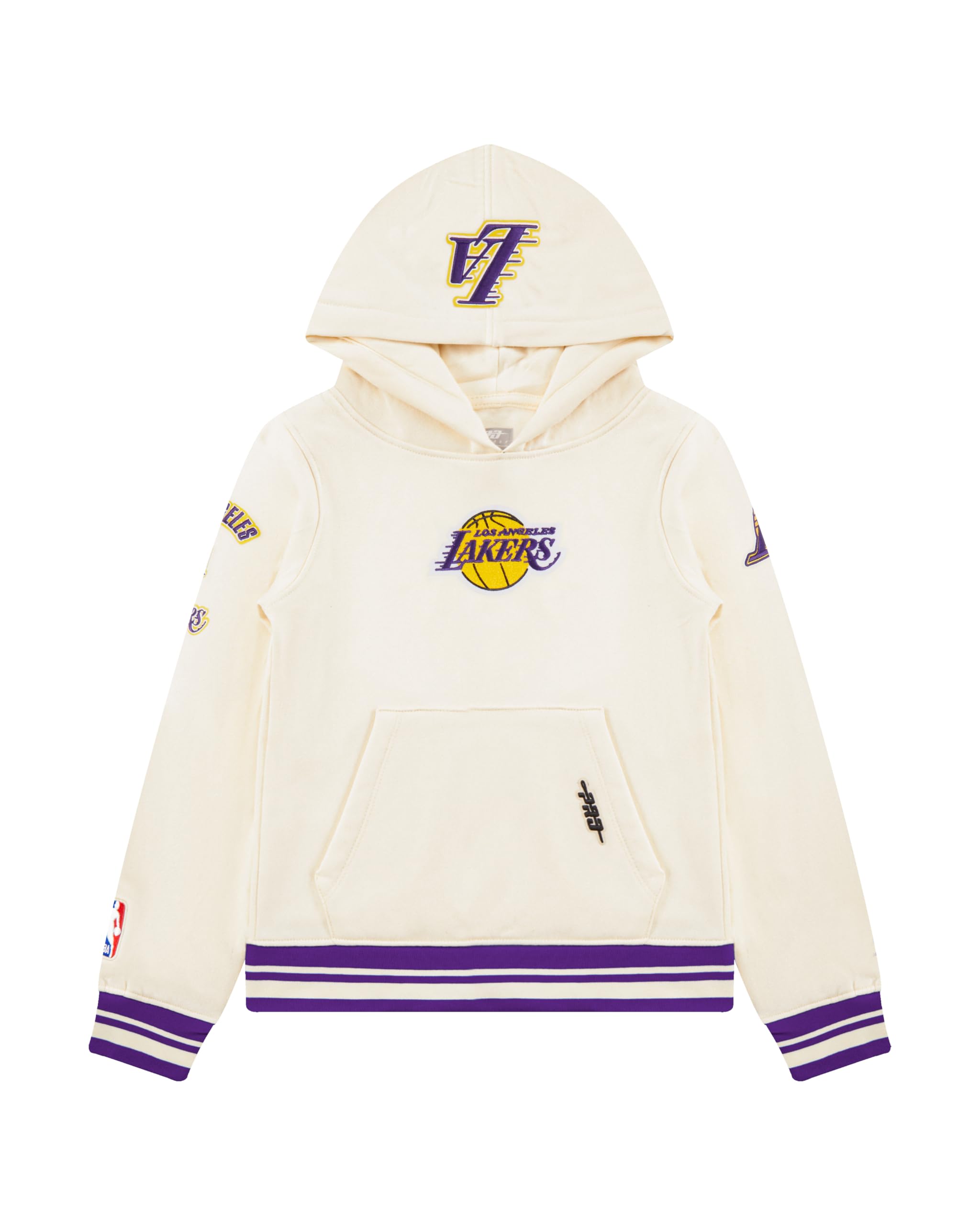 Pro Standard Boy's NBA Retro Classics Bb Rib Fleece Po Hoodie Hooded Sweatshirt, Eggshell/Purple, M
