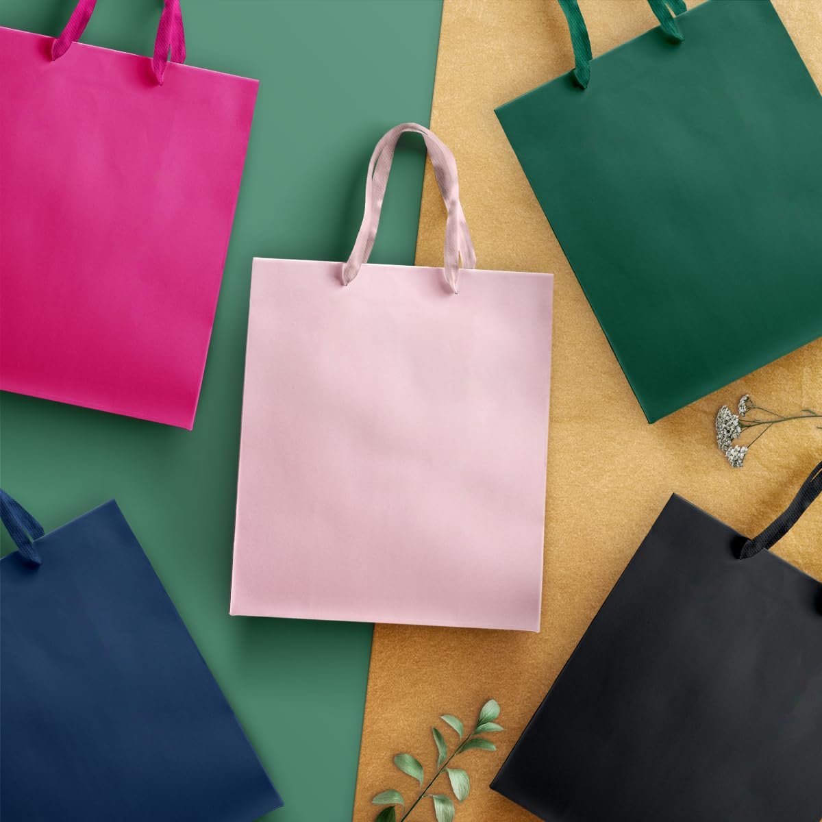 PAW Gift Bags - 20 x 25 x 10 cm, Pack of 10 with Fabric Handles, Monocolor Mix Dark Medium, 20x25x10cm - Image 4