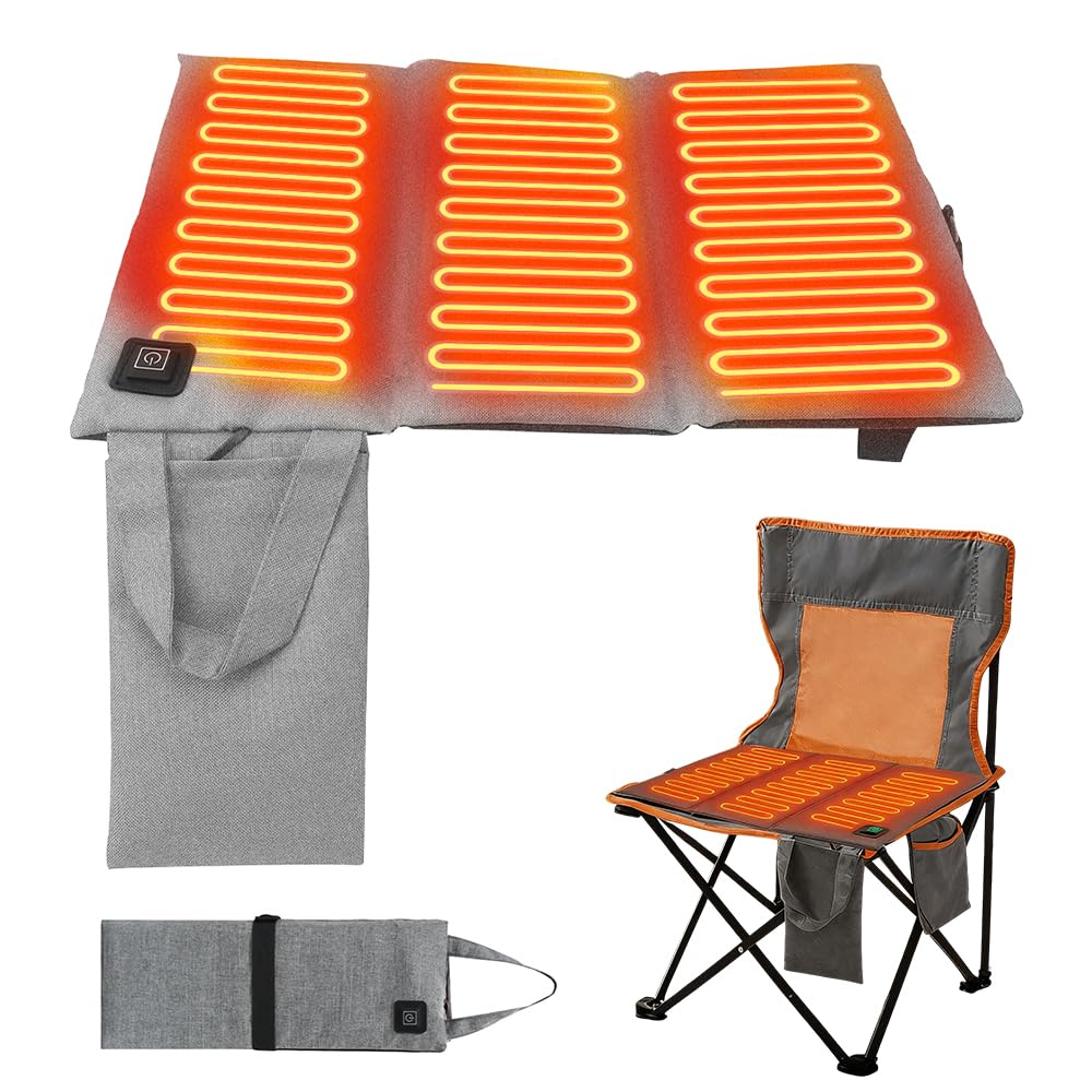 NAVESO Sitzkissen Beheizbar Outdoor, 44X 40 cm Heizkissen USB,Beheizbares Sitzkissen, Stadion Sitzkissens Beheizt mit 3 Heizstufen, USB Beheiztes Heizkissen für Ausflug Camping Bürostuhl Sofa