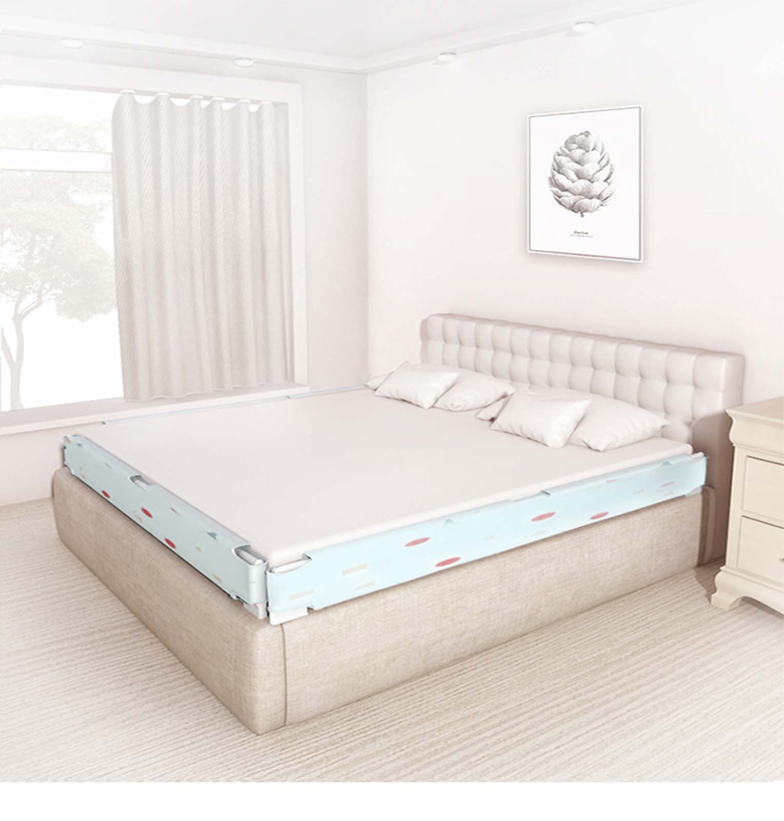 Bettgitter für extra Lange und extra hohe Betten, Bettschutzgitter, Bettzaun, Bettgitterschutz für Erwachsene, Bettgitter für, für Zwillingsbett, Doppelbett, volle Größe, Queensize, Kingsize