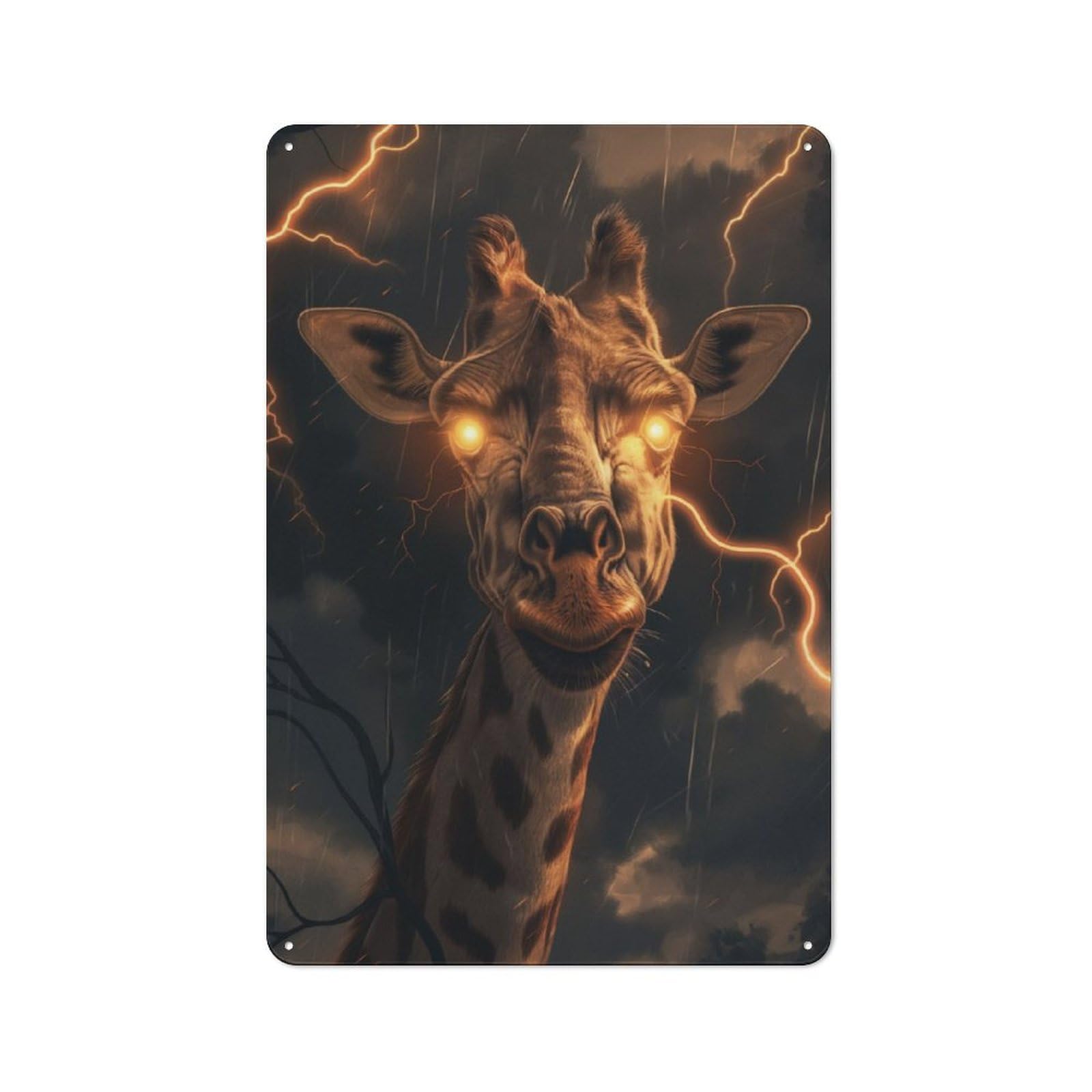Industrial Giraffe Lighting Fantasy Decorative Metal Plaque 30x20cm, Studio Wall Art for Flat, Bar, Studio Or Gallery Wall