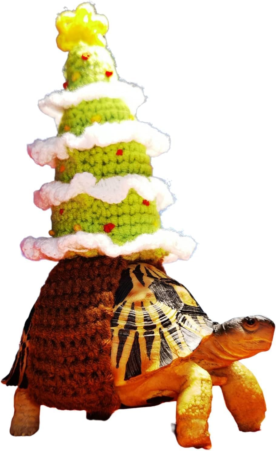 Turtle Sweater Cosplay Clothes Handmade Winter Warm Knitted with Adjustable Strap Small Animal Sweater Tortoise Apparel for Christmas Halloween Party Photo Shot (11 Inch,Christmas Tree)