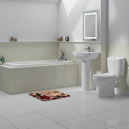 Miniatura 8 de Tapete de bienvenida floral escarlata, tapete con temática de flores rojas, decoración de primavera, tapete de puerta delantera, decoración del