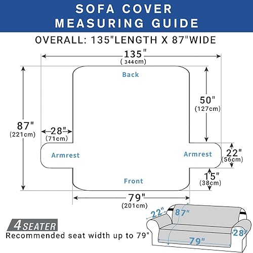 Vista 22 de XINEAGE Funda reclinable resistente al agua, fundas para sofá reclinable de 3 asientos con bolsillos, funda protectora acolchada gruesa para perros