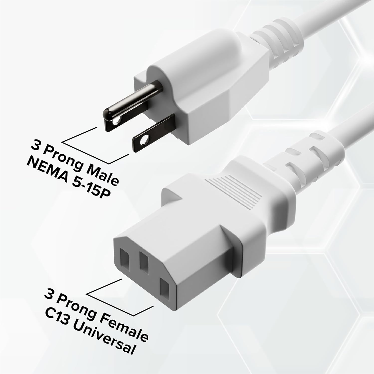 THE CIMPLE CO 25 FT - 3 Prong AC Power Cable for Computer, Medical, Server, & Desktop - C13 Power Supply Cord - NEMA 5-15P to C13 / IEC 320-25 Feet (7 Meters), White