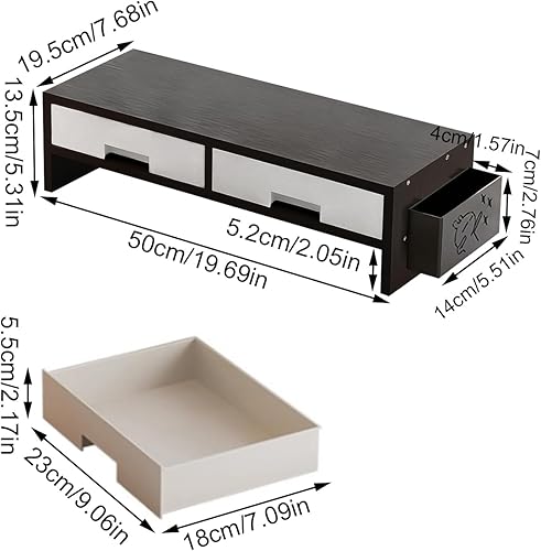 Miniatura 2 de Stand Riser - Ergonomic Double Drawer Desk Organizer for Monitors, Sturdy Computer Stand with Storage Space, Desktop Accessory for Family Home