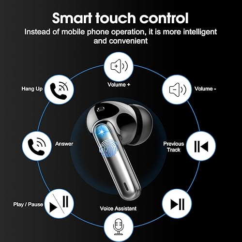 Miniatura 7 de Csasan Auriculares inalámbricos Bluetooth 5.3, auriculares intraurales de reproducción de 40 horas, mini auriculares Bluetooth con micrófono ENC con