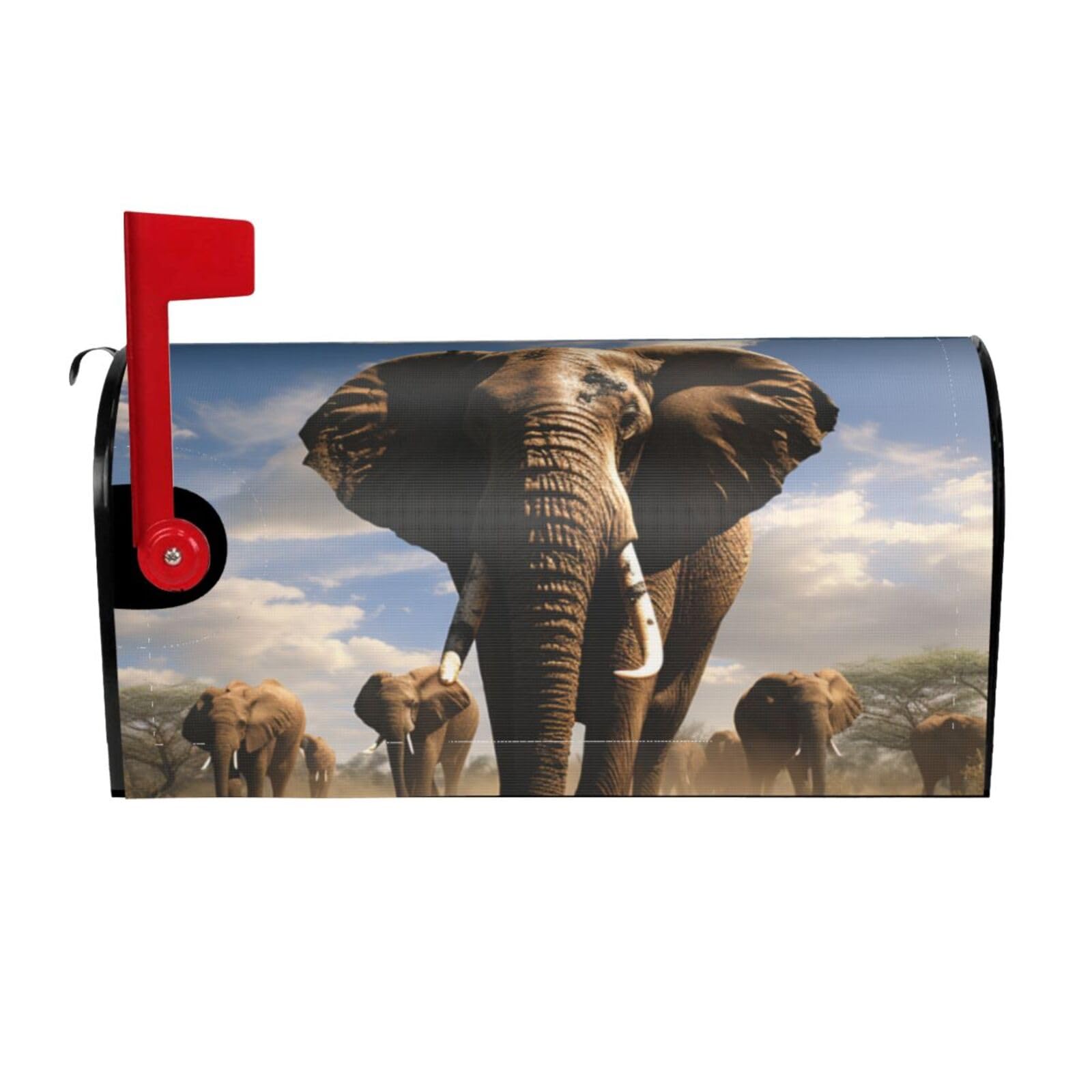 Ferocious Elephant Mailbox Covers Magnetic Wraps Post Letter Box Cover Garden Home Decor 21x18 in