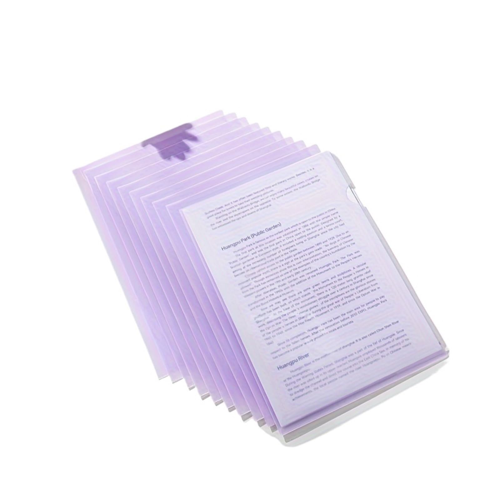 Przezroczysty folder z tworzywa sztucznego, 24 szt. Teczki projektowe A4 w kształcie litery L, wielokolorowy materiał PP(Purple)