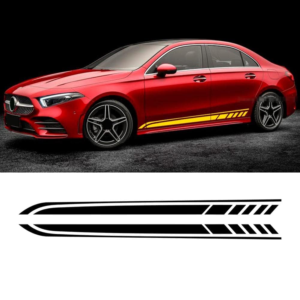 UNCLE LIAO Car Side Skirt For Mercedes Benz A Class Edition 1 AMG W177 V177 A35 A45 A45S W176 Auto Car Door Sticker Side Step Skirt.,Black