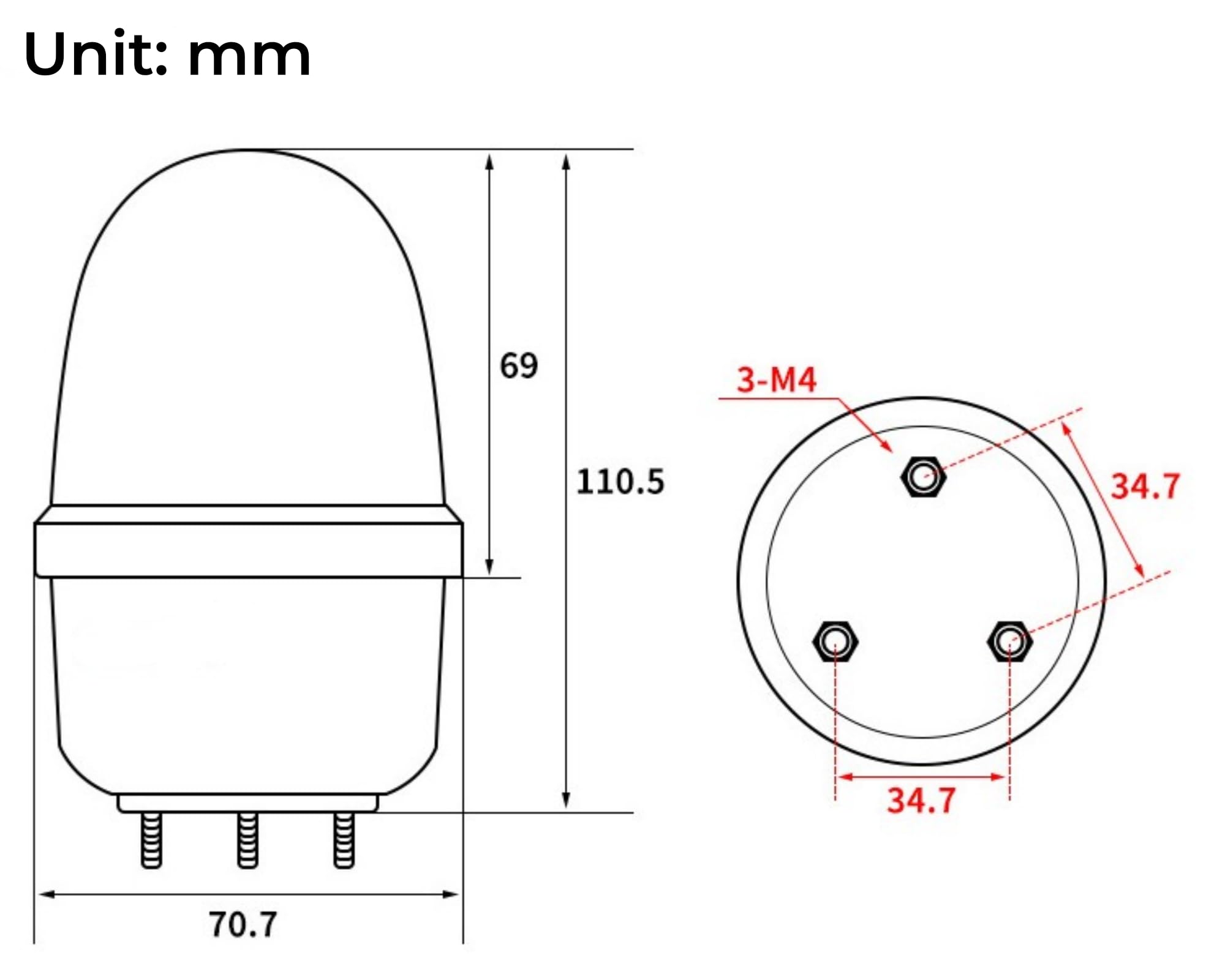 Luce Lampeggiante a LED Rotante 220V AC Spia Luminosa Arancia Attrezzatura di Allarme Luce di Emergenza