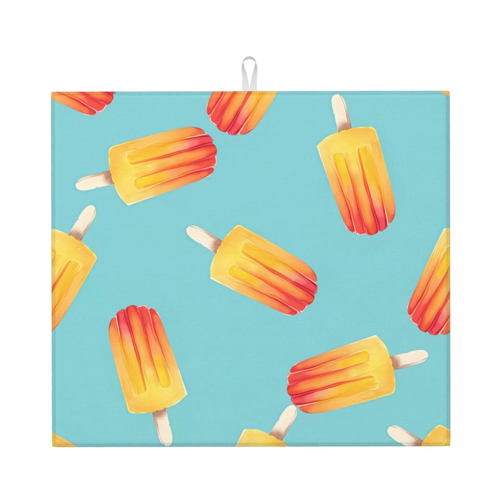 Yyhwhjde Black Popsicles Prints Kitchen Drying Mat – Absorbent Dish Throw For Countertop, Non-Slip Quick-Dry Layer With Vibrant Prints, Ideal For New Home Gift
