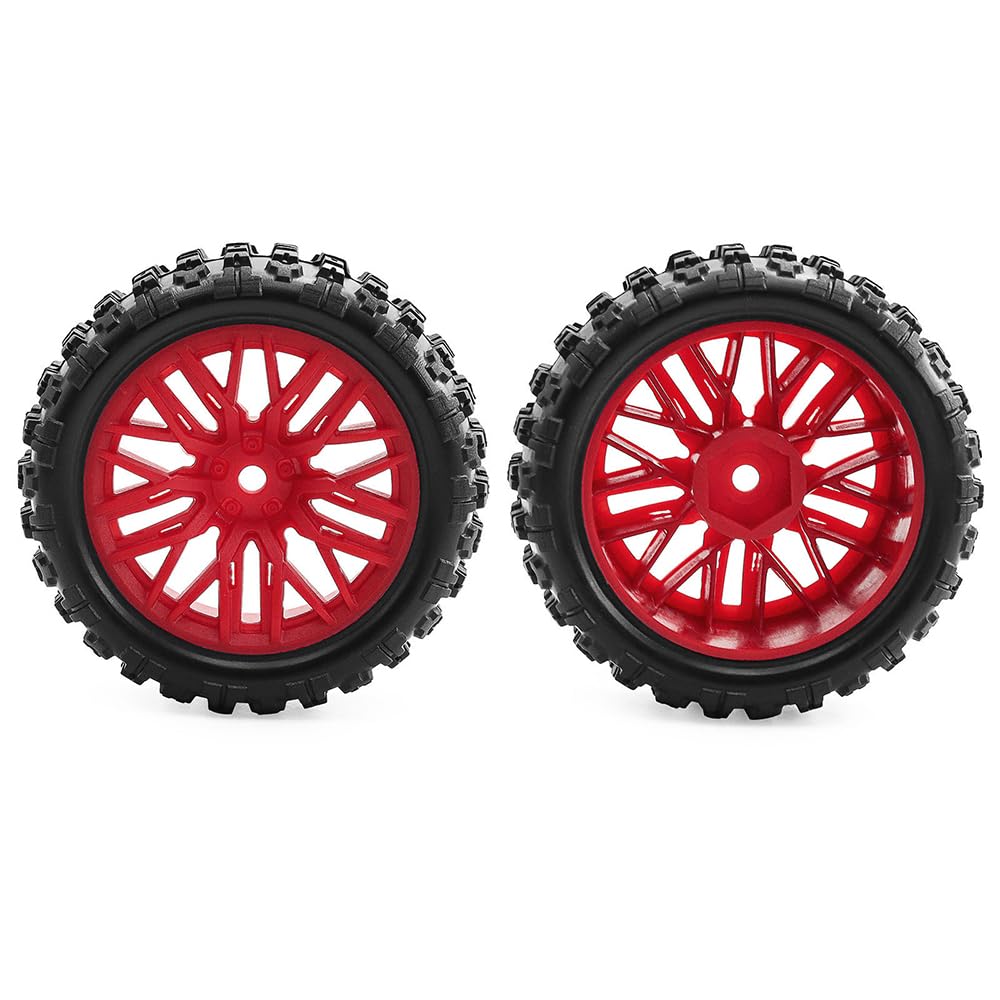 Pre-Glued RC Wheels & Tires For 1/18 Typhon Grom - 4pc Black Buggy Tire Set