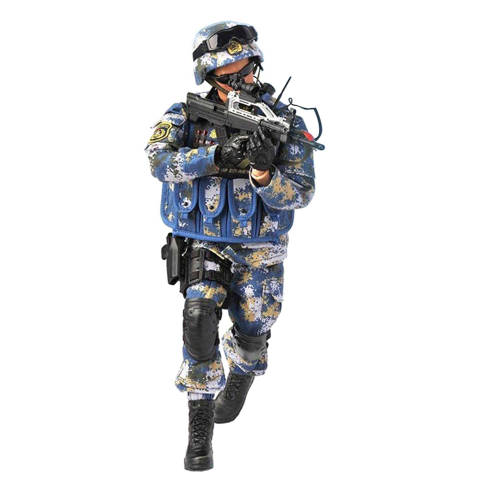 Soldatini D'azione in 1/ Accessori, Set di Gioco, Soldato del Corpo dei Marines dell'Esercito Popolare di Liberazione Cinese da 12, Esercito Blu