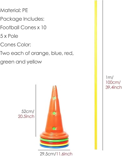 Miniatura 3 de YXXSDP Juego de conos de obstáculos profesionales, conos de entrenamiento ajustables y postes de agilidad, equipo de práctica multideportivo para