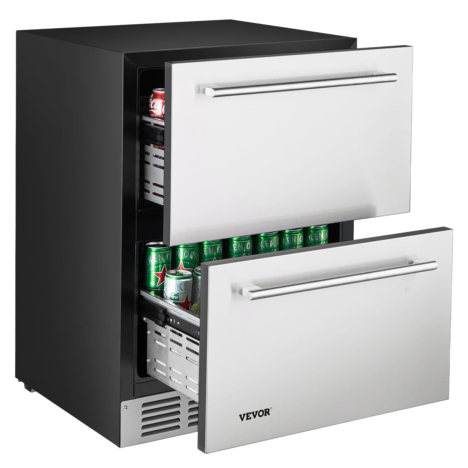 VEVOR 24 In Stainless Steel Fridge 4.9 cu ft Compact Fridge Stainless Steel