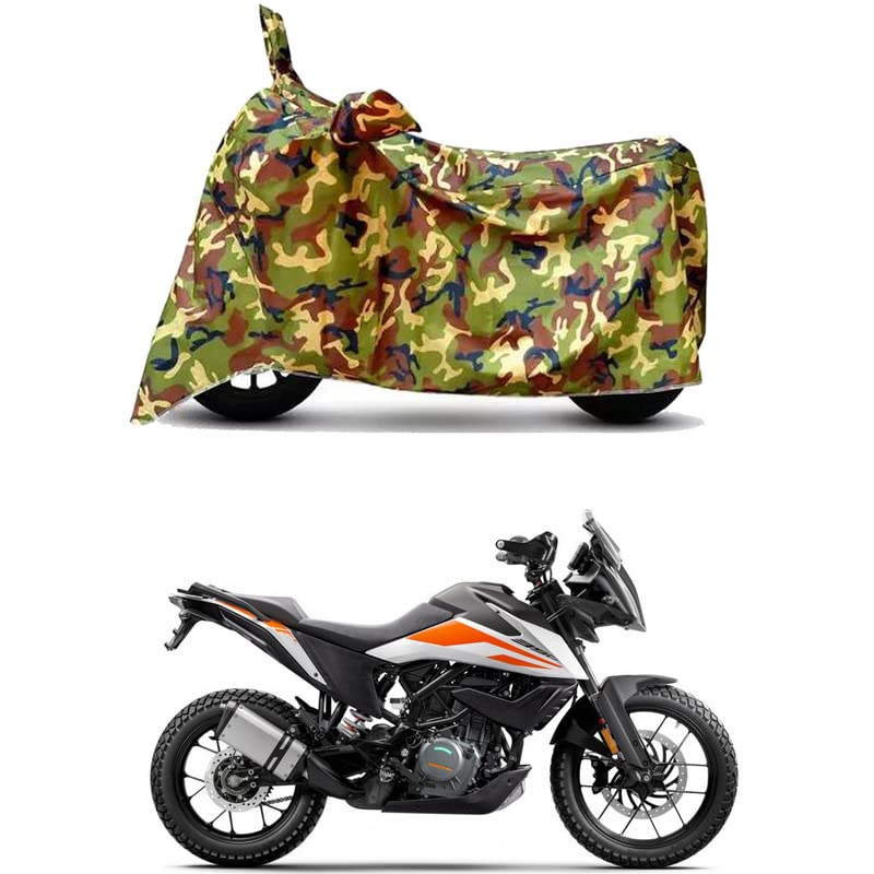 Image of Waterproof 100% PVC Coated Full Bike Scooty Two Wheeler Body Cover Compatible for KTM 490 Adventure /UV-Rays /Heat Protection /Birds Dropping /Scratchproof /Dust Proof [6X6 Jungle Print]