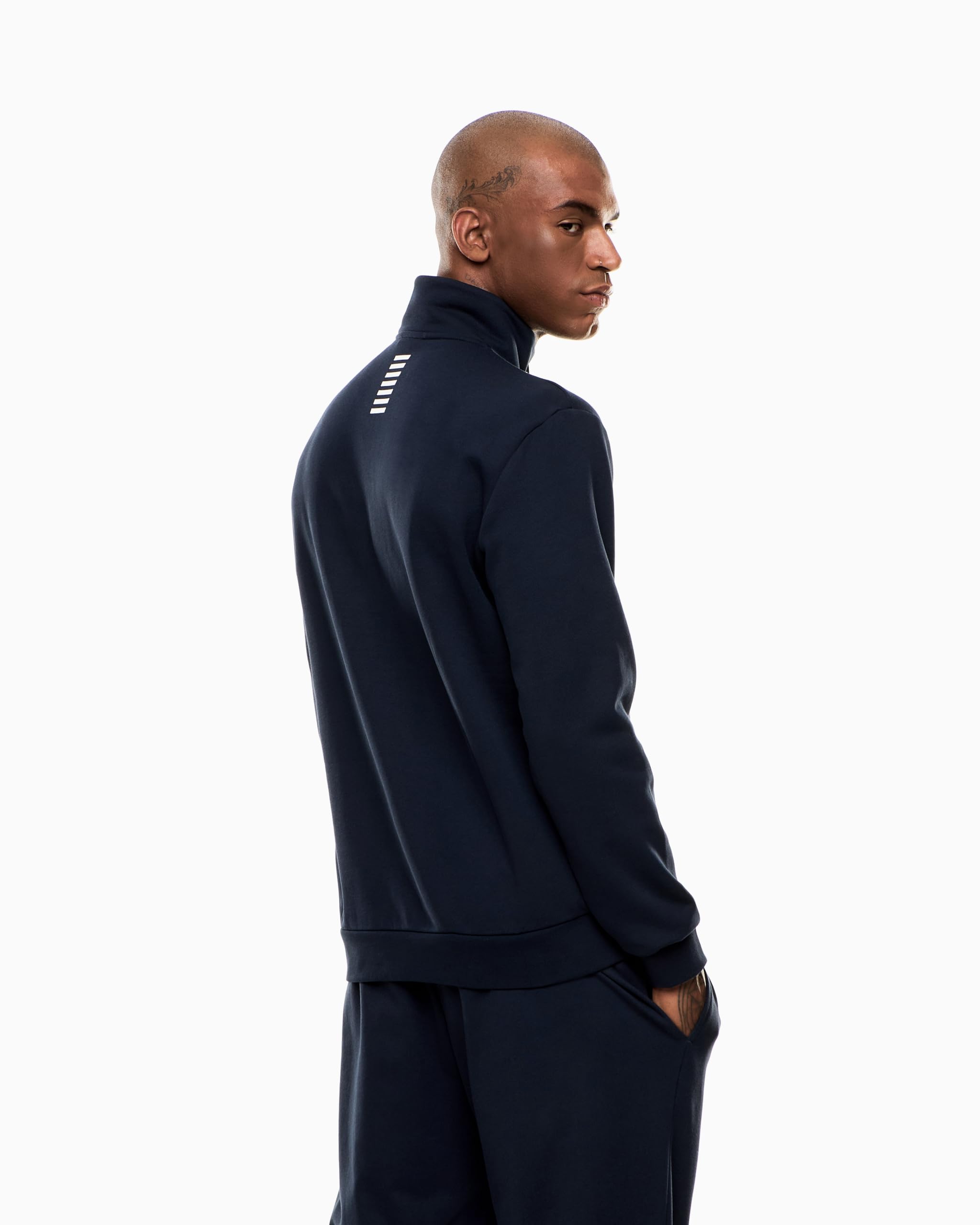 EA7 Emporio Armani Felpa da Uomo Core Identity 1/2 Zip in Cotone Felpato, 8NPM35