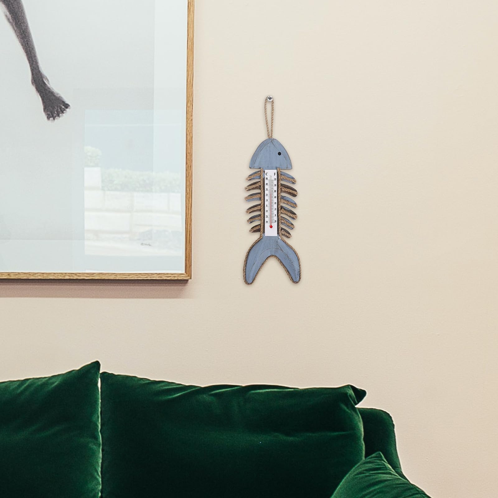 Uonlytech Termómetro de Pared Diseño Náutico para Interior y Exterior, Medidor de Temperatura para Jardín, Patio y Sala de Estar, Montaje Sencillo