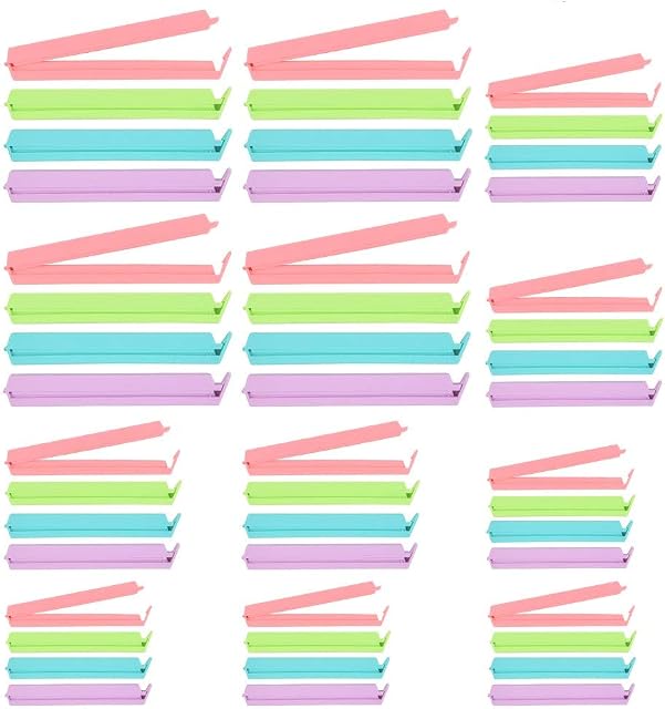 THETHO Bag Clips for Food Storage, Colorful Packet Clips - 48 PCS Sturdy Plastic Clips in 3 Assorted Sizes & 4 Colors for Sealing Food, Snacks, Coffee - Reusable Bag Sealer Clips for Home, Kitchen