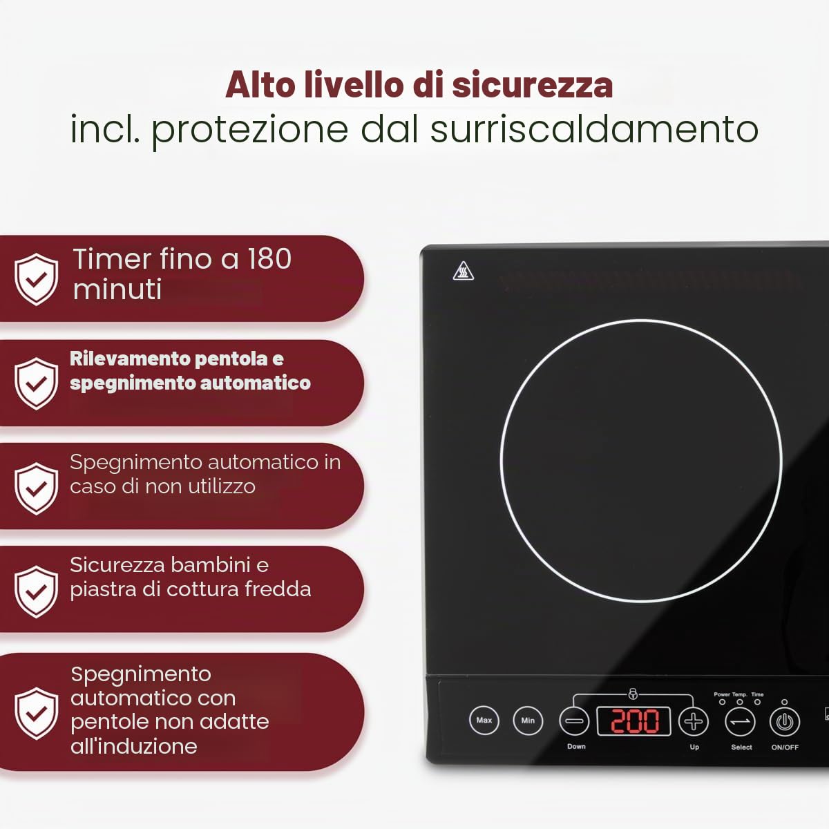 Clatronic DKI 3609-Piastra ad induzione doppia portatile, 10 livelli di temperatura, 3500 W
