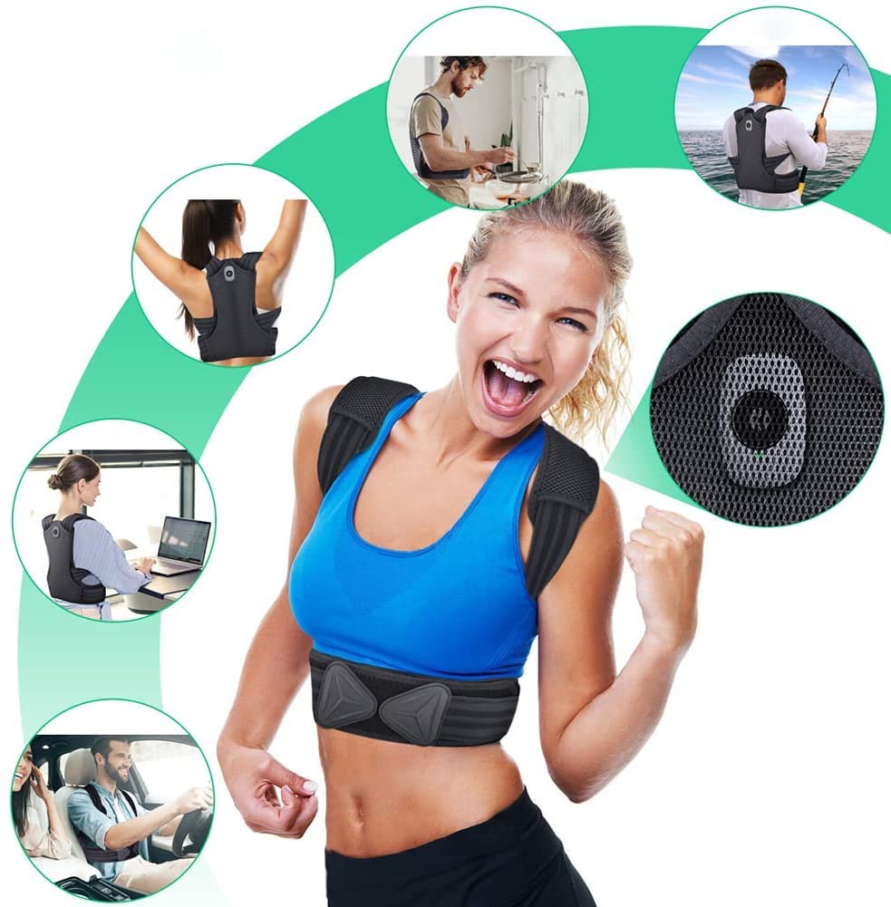 Supporto posteriore Uomo Donna, Brace Back fornisce sollievo dal dolore for la schiena del collo e le spalle Postura regolabile e traspirante(M)