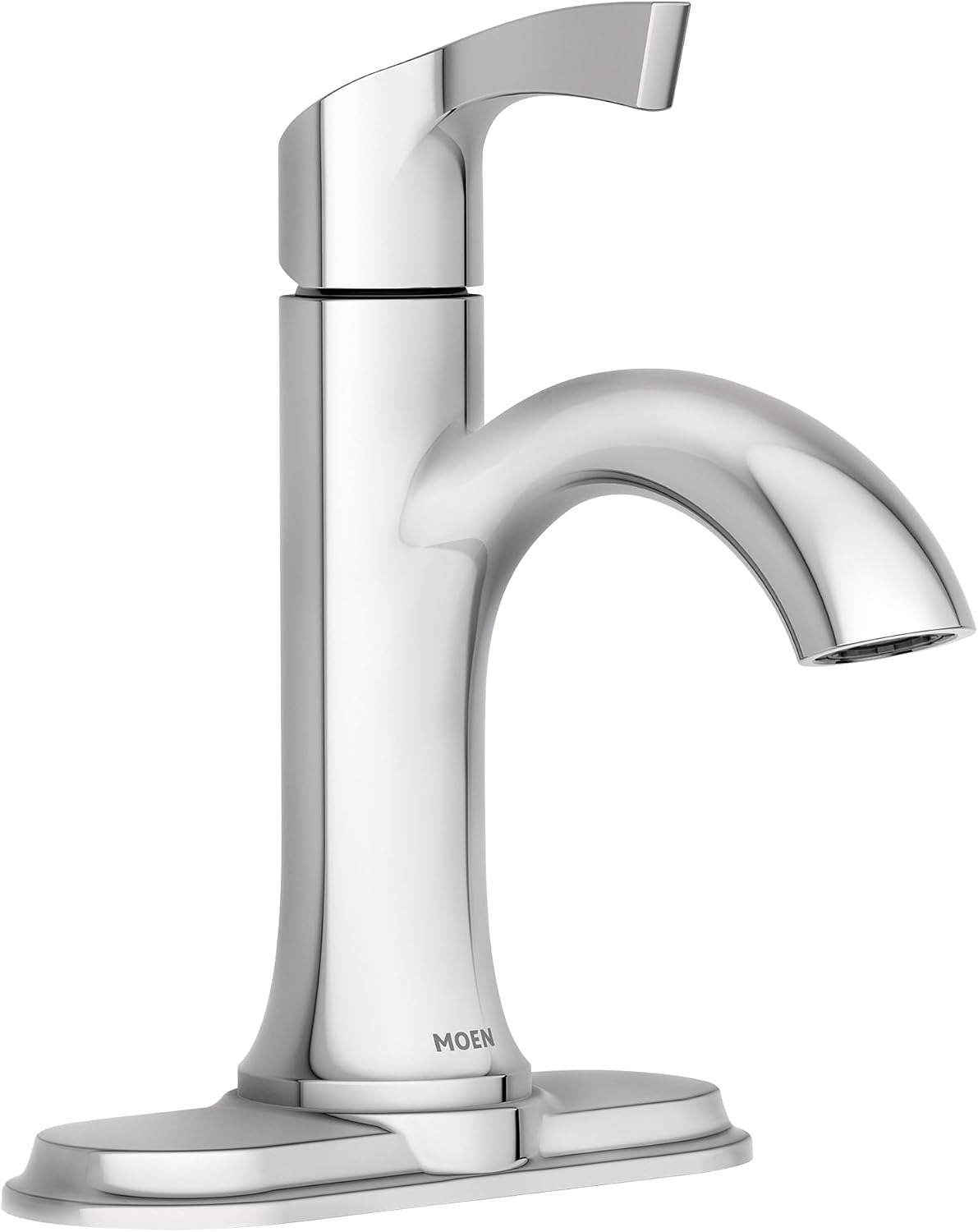 Moen Korek Chrome Single-Hole One Handle Bathroom Faucet with Drain Kit and Deck Plate, 84466