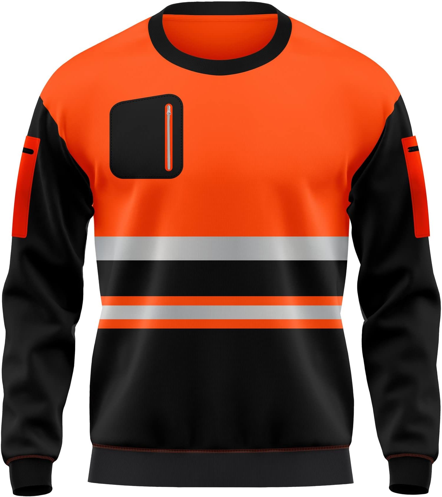 Brands Loungs® Mens Hi Viz Crew Neck Fleece Sweatshirts High Visibility Security Work Soft Warm Cosy Fleece Two Tone Pullover Tops