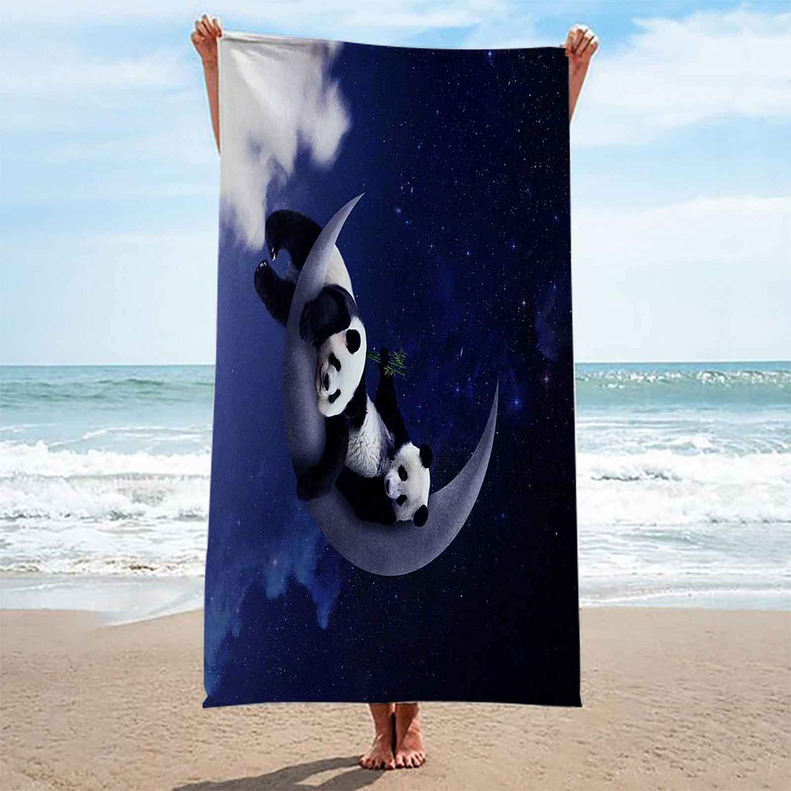 Serviettes De Plage 150x200cm Panda De Lune 3D Serviettes De Bain Microfibre Anti Sable Grande Taille Garçon Fille Enfant Drap De Plage pour Piscine Vacance De Voyage À La Plage