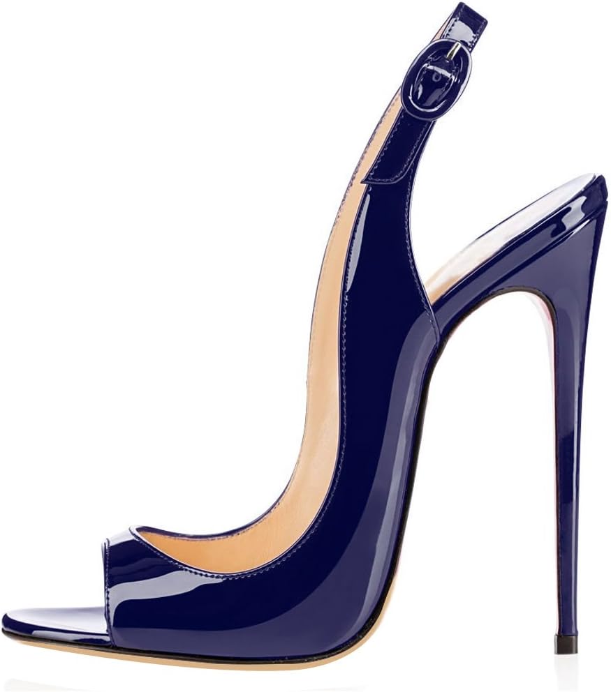 elashe Women High Heels Pumps | Slingback Party Wedding Pumps | Peep Toe Stiletto | 12cm Elegante Sandals