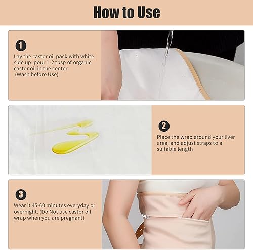 Miniatura 5 de Paquete de aceite de ricino, regalos para el día de la madre, paquetes de aceite de ricino reutilizable para desintoxicación del hígado, envoltura