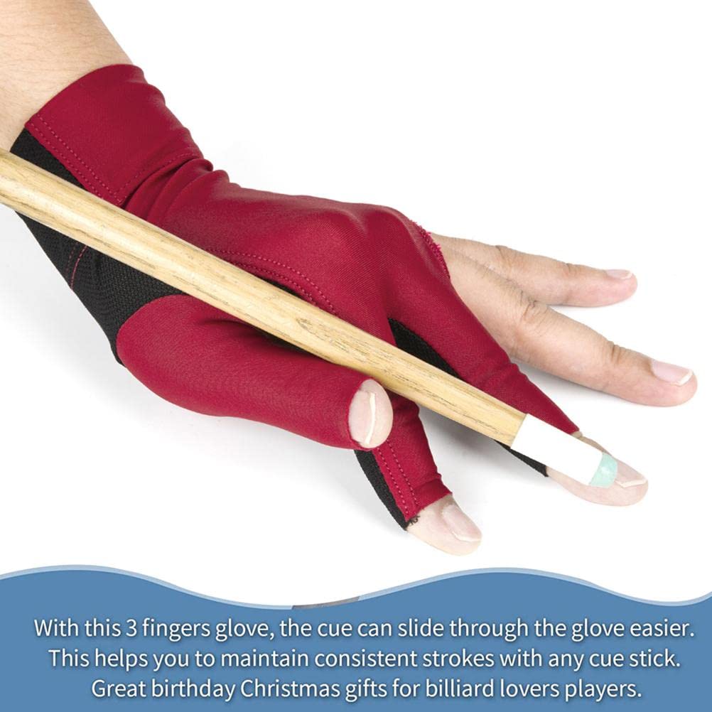 Guantes de billar, guantes de billar para la mano izquierda Guantes de billar para billar con 3 dedos, guantes de billar para billar izquierdos, antideslizantes y resistentes al desgaste,profesionales