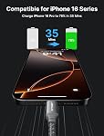 JSAUX 100W USB C to USB C Cable [2-Pack 10FT], Type C Fast Charging Cable Compatible with iPhone 16/16 Plus/16 Pro Max/iPhone 16e, iPhone 15 Series, Galaxy S25/S24/S23/S22, MacBook, iPad, Pixel-Grey