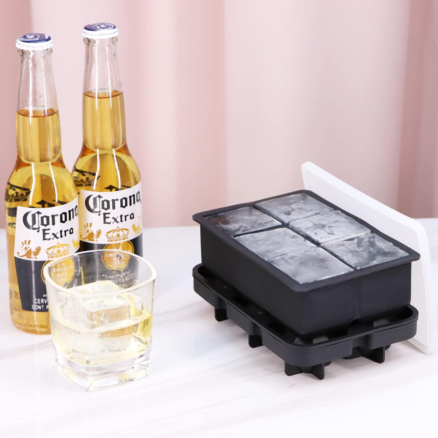 SAWNZC Silicone Ice Tray & Mold Combo Set, 6 Jumble Big Ice Cubes + 6-Diamond Ice Trays, Slow Melting Ice Molds Maker for Whiskey, Cocktails & Juices