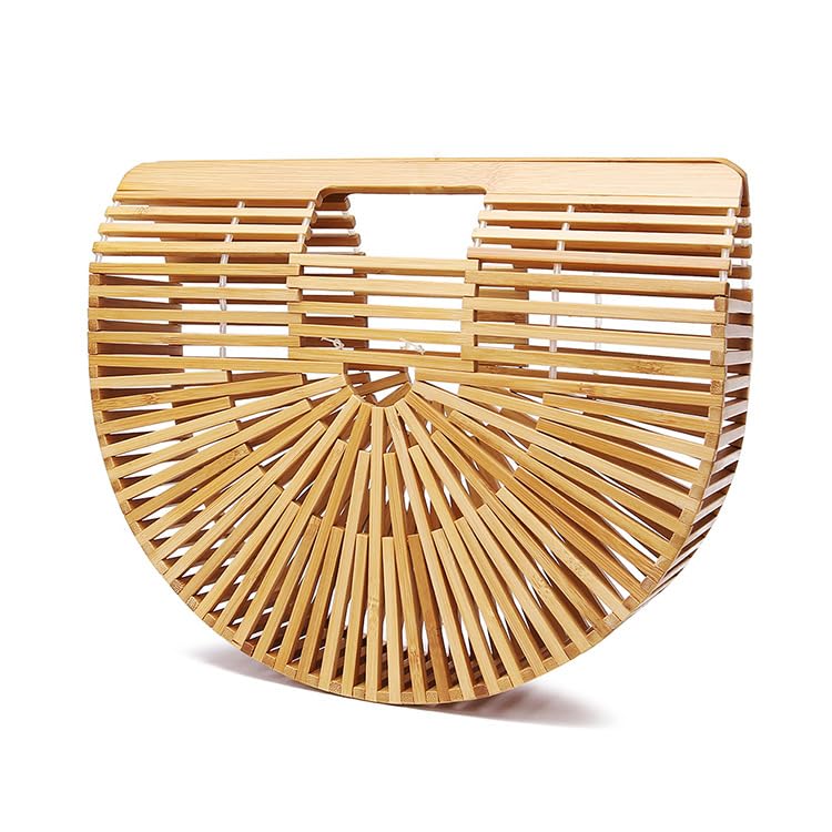 Bolso de mano grande artesanal de bambú para mujer miniatura 1